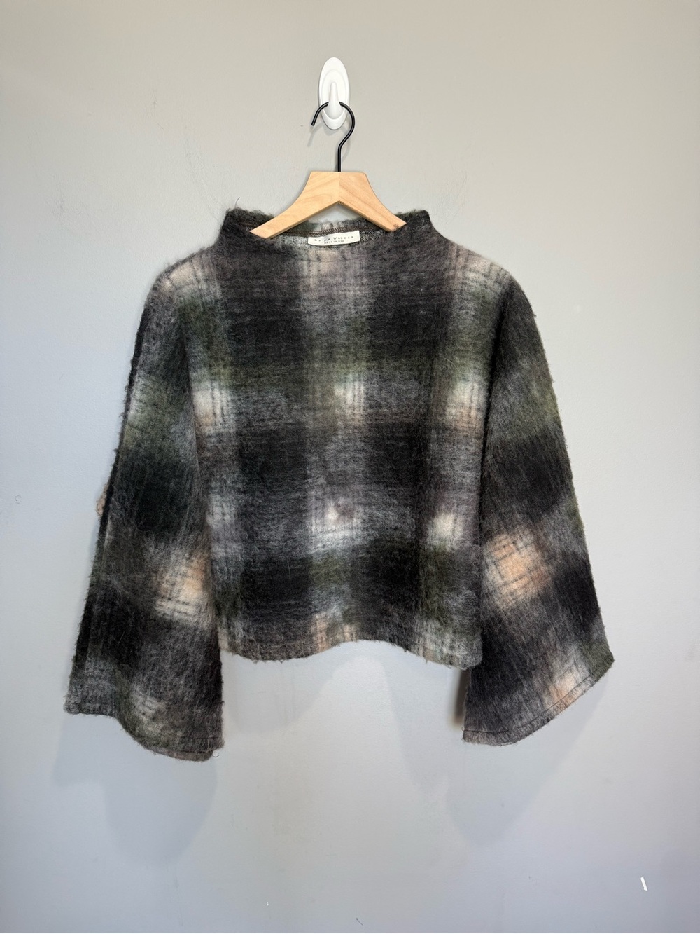 Bryn Walker Anna Sweater in Grotta Plaid Alpaca Blend Size Medium